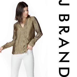 NWT Mira Printed Bow Tie Blouse Leopard Jacquard